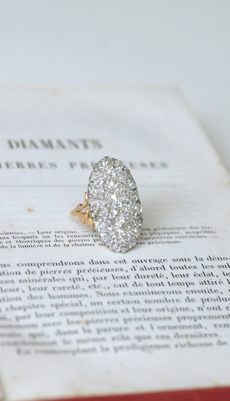 Antique Marquise ring with 4.75 Cts diamonds on gold and platinum - Penelope Gallery