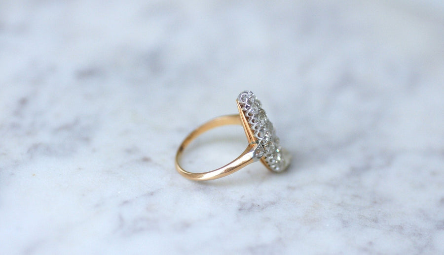 Marquise diamond ring in rose gold and platinum - Galerie Pénélope