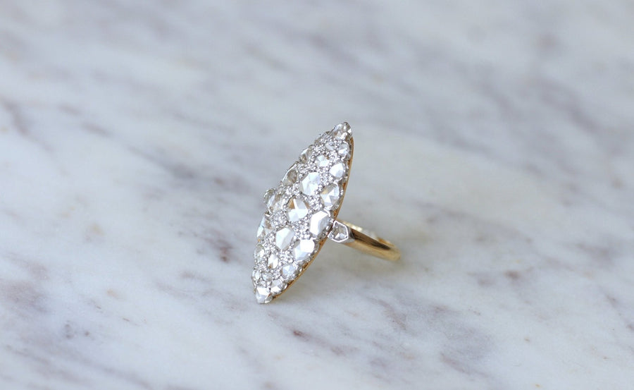 Marquise ring with rose-cut diamonds - Galerie Pénélope