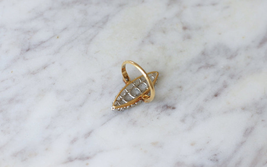 Marquise ring with rose-cut diamonds - Galerie Pénélope