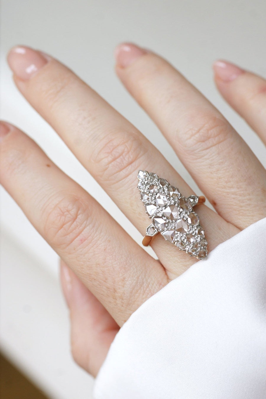 Marquise ring with rose-cut diamonds - Galerie Pénélope