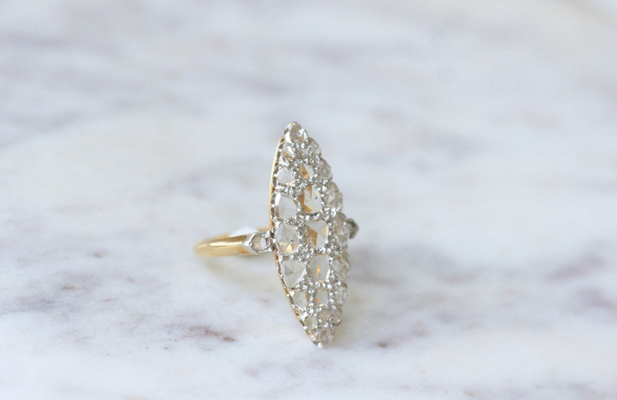 Marquise ring with rose-cut diamonds - Galerie Pénélope