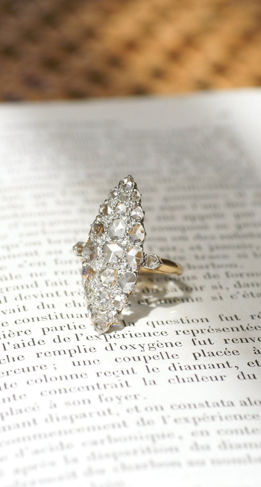 Marquise ring with rose-cut diamonds - Galerie Pénélope