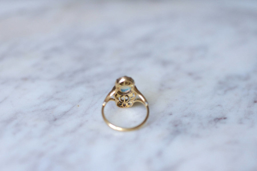 Opal and diamond marquise ring - Galerie Pénélope