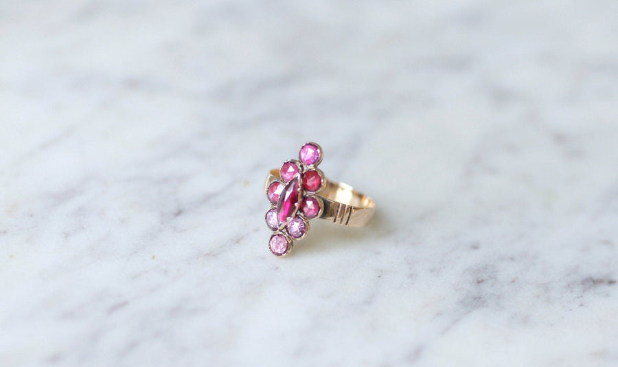 Marquise ring in pink gold with Perpignan garnets - Galerie Pénélope