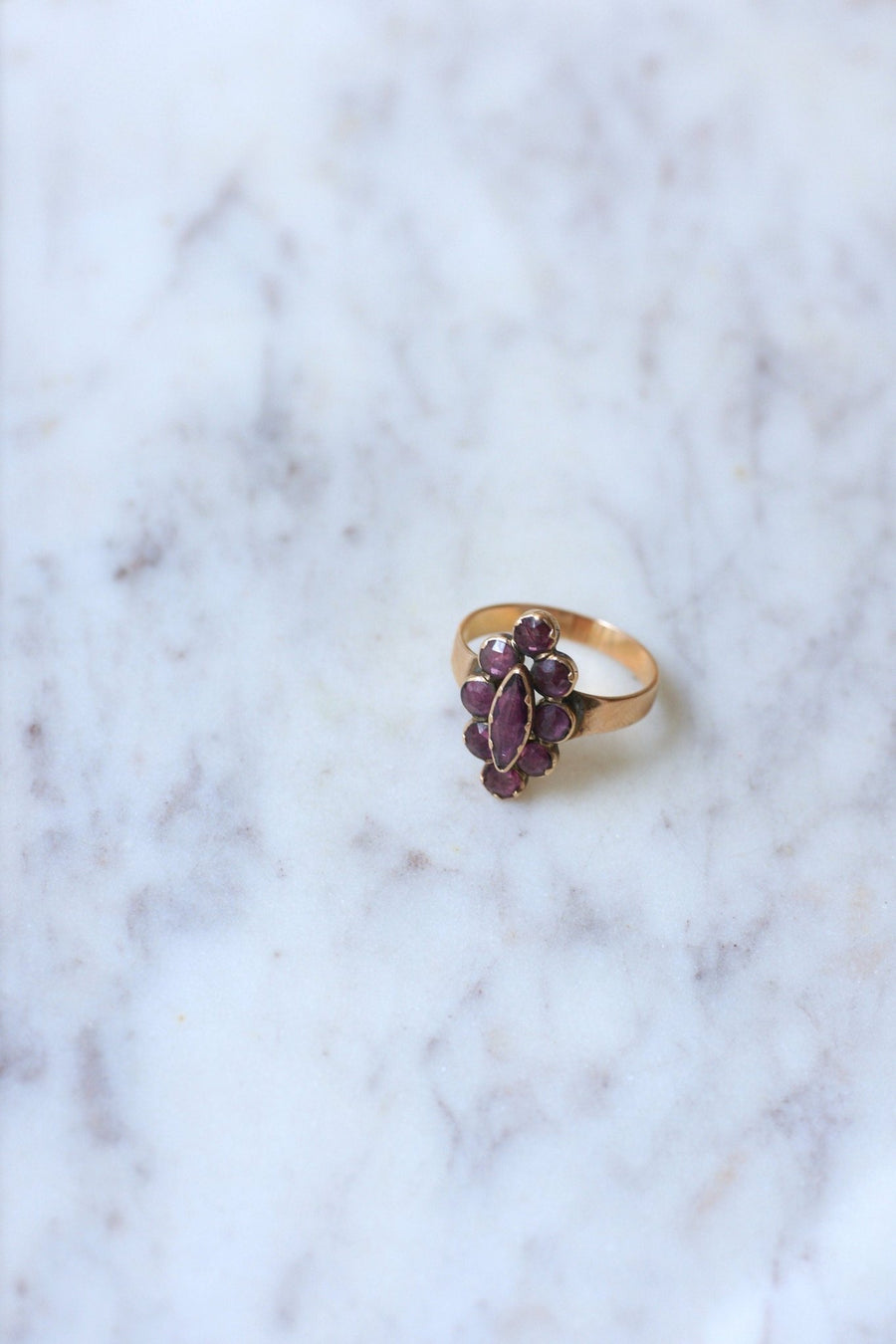Marquise ring in pink gold with Perpignan garnets - Galerie Pénélope