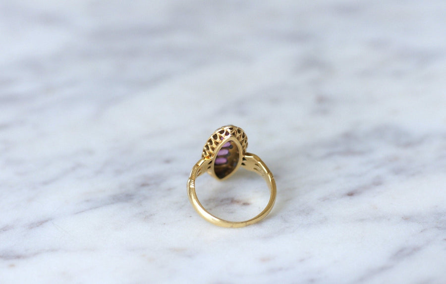 Marquise pearl and ruby ring - Galerie Pénélope