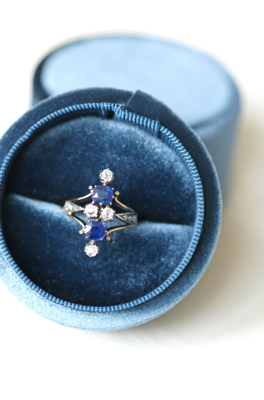 Marquise sapphire and diamond ring - Penelope Gallery