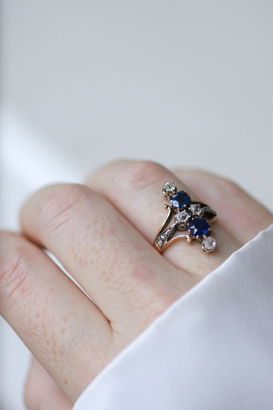 Marquise sapphire and diamond ring - Penelope Gallery