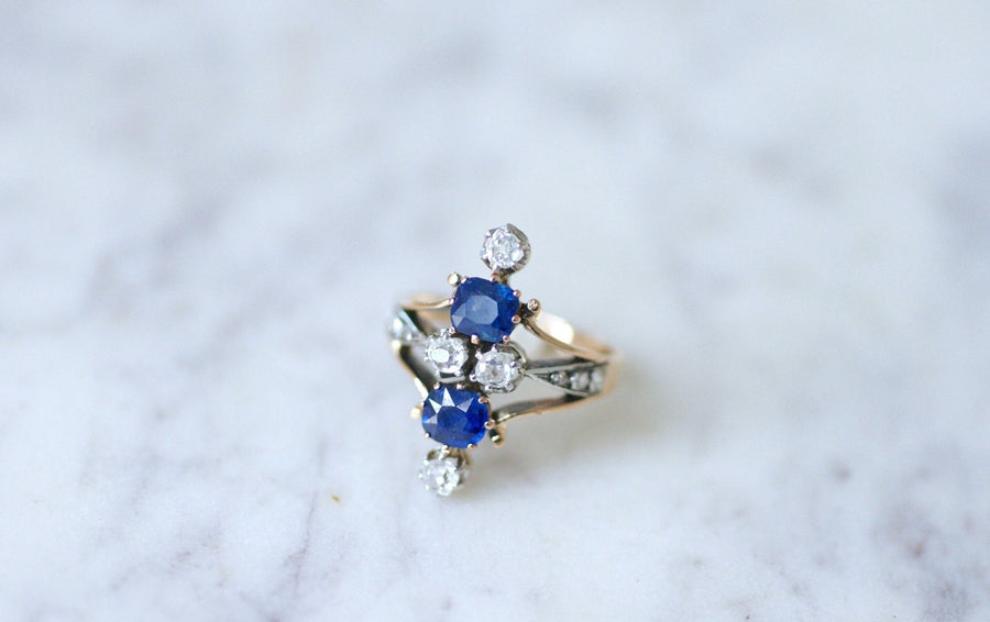 Marquise sapphire and diamond ring - Penelope Gallery