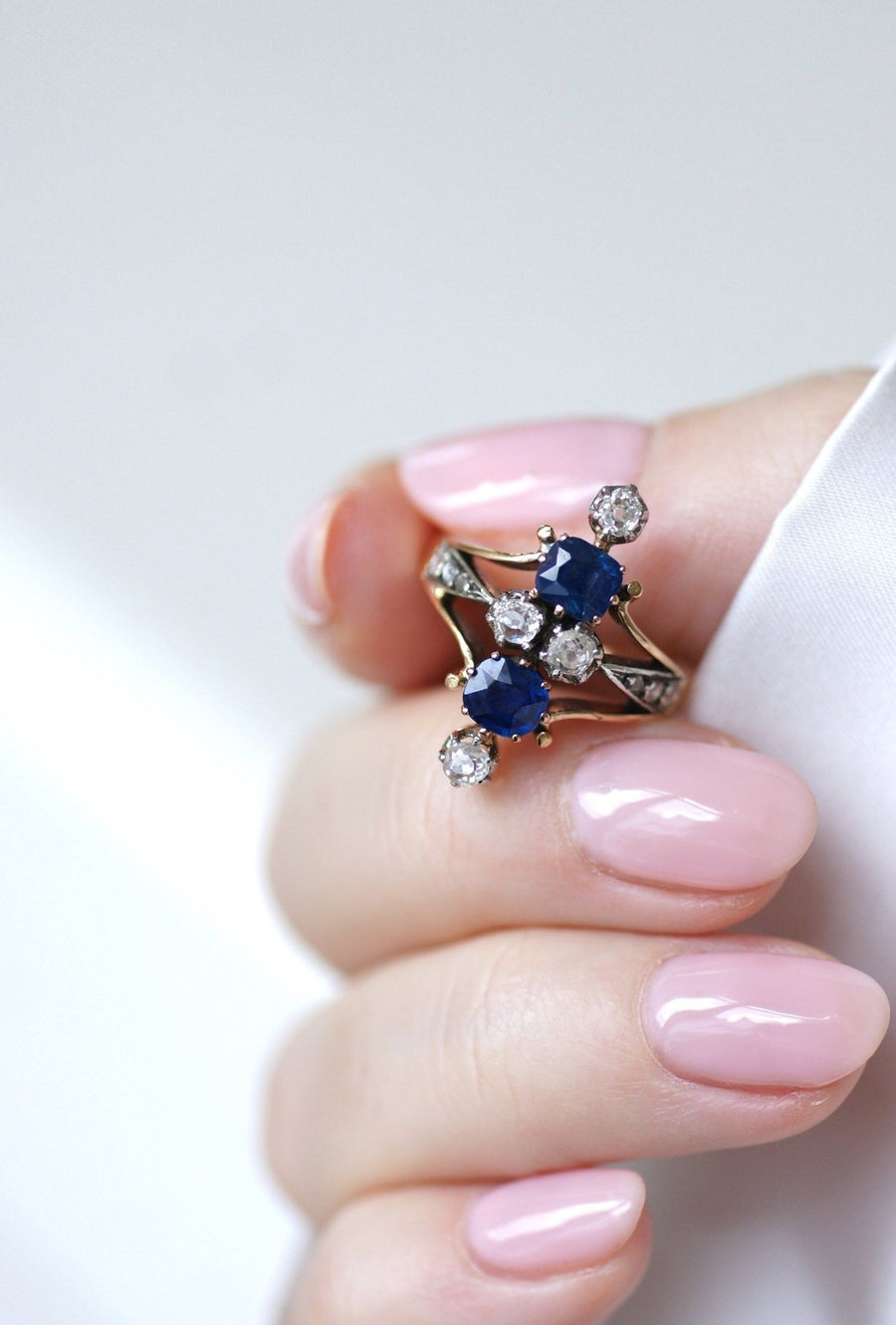 Marquise sapphire and diamond ring - Penelope Gallery