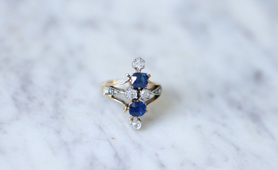 Marquise sapphire and diamond ring - Penelope Gallery