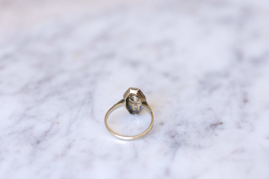 Octagonal Art Deco diamond and sapphire ring - Penelope Gallery