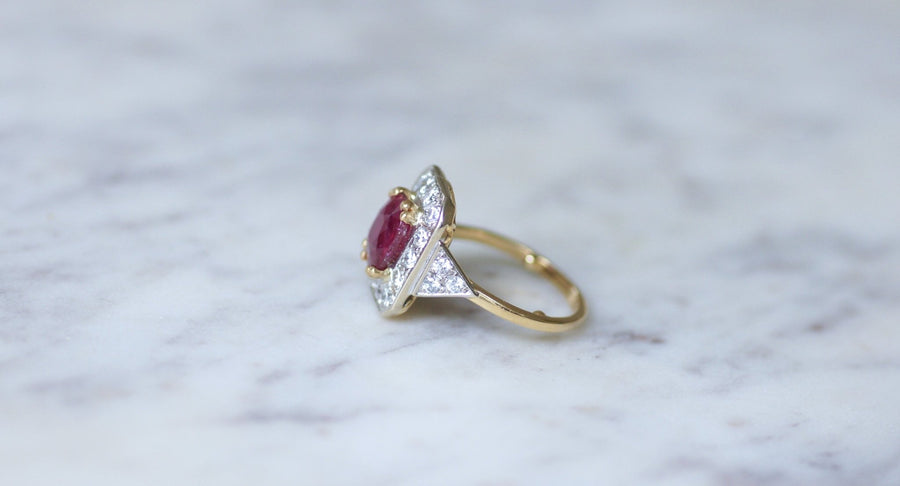 Octagonal Ruby and Diamond Ring - Galerie Pénélope