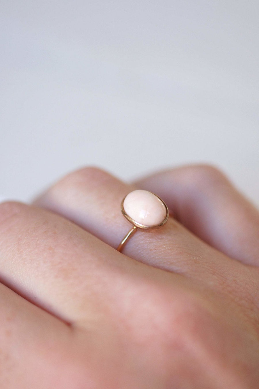 Antique pink gold coral angel skin ring - Penelope Gallery