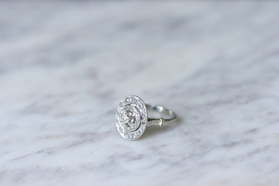 Oval Art Deco Platinum and Diamond Ring - Penelope Gallery