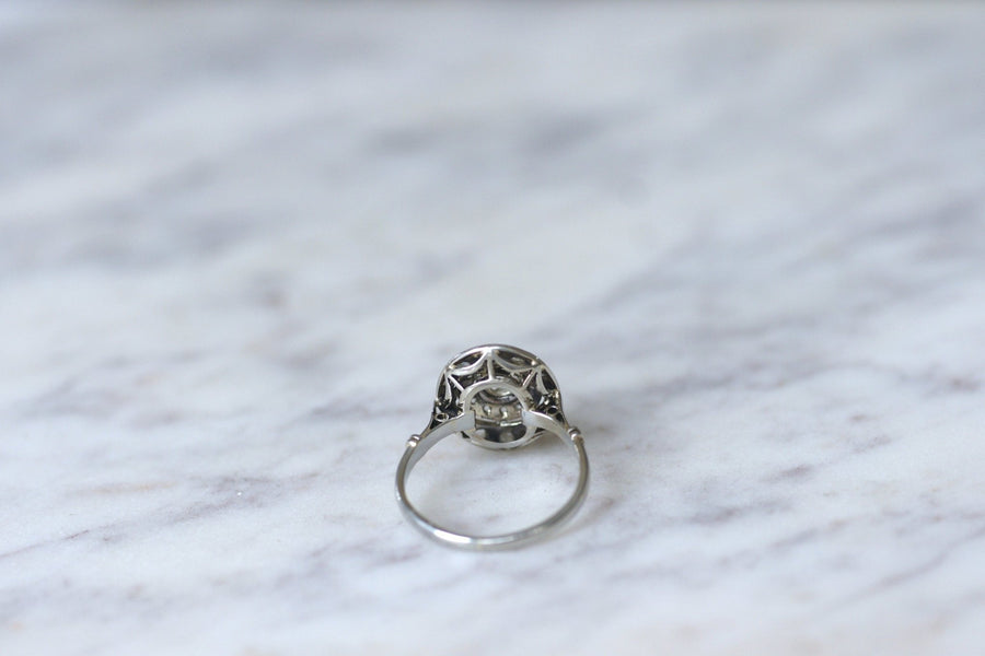 Oval Art Deco Platinum and Diamond Ring - Penelope Gallery