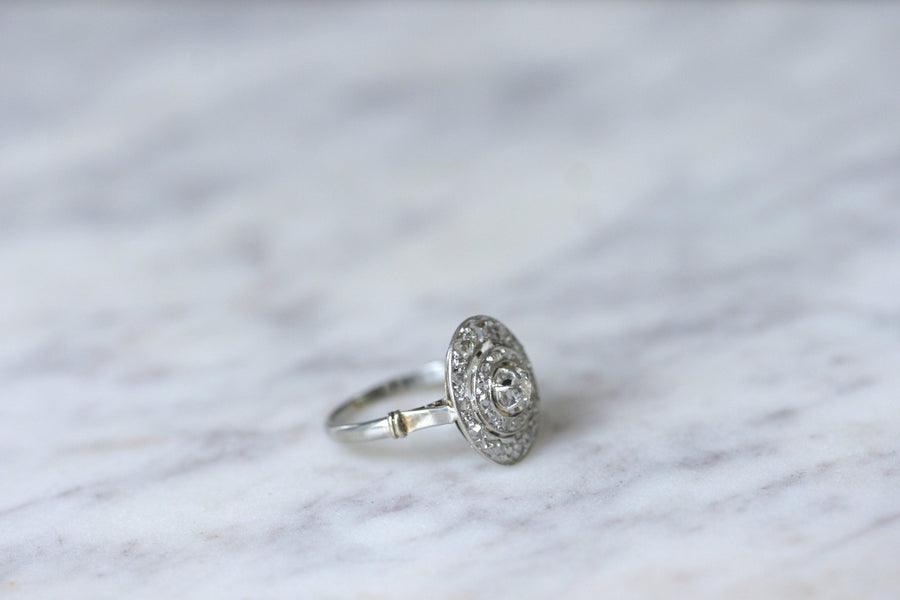 Oval Art Deco Platinum and Diamond Ring - Penelope Gallery