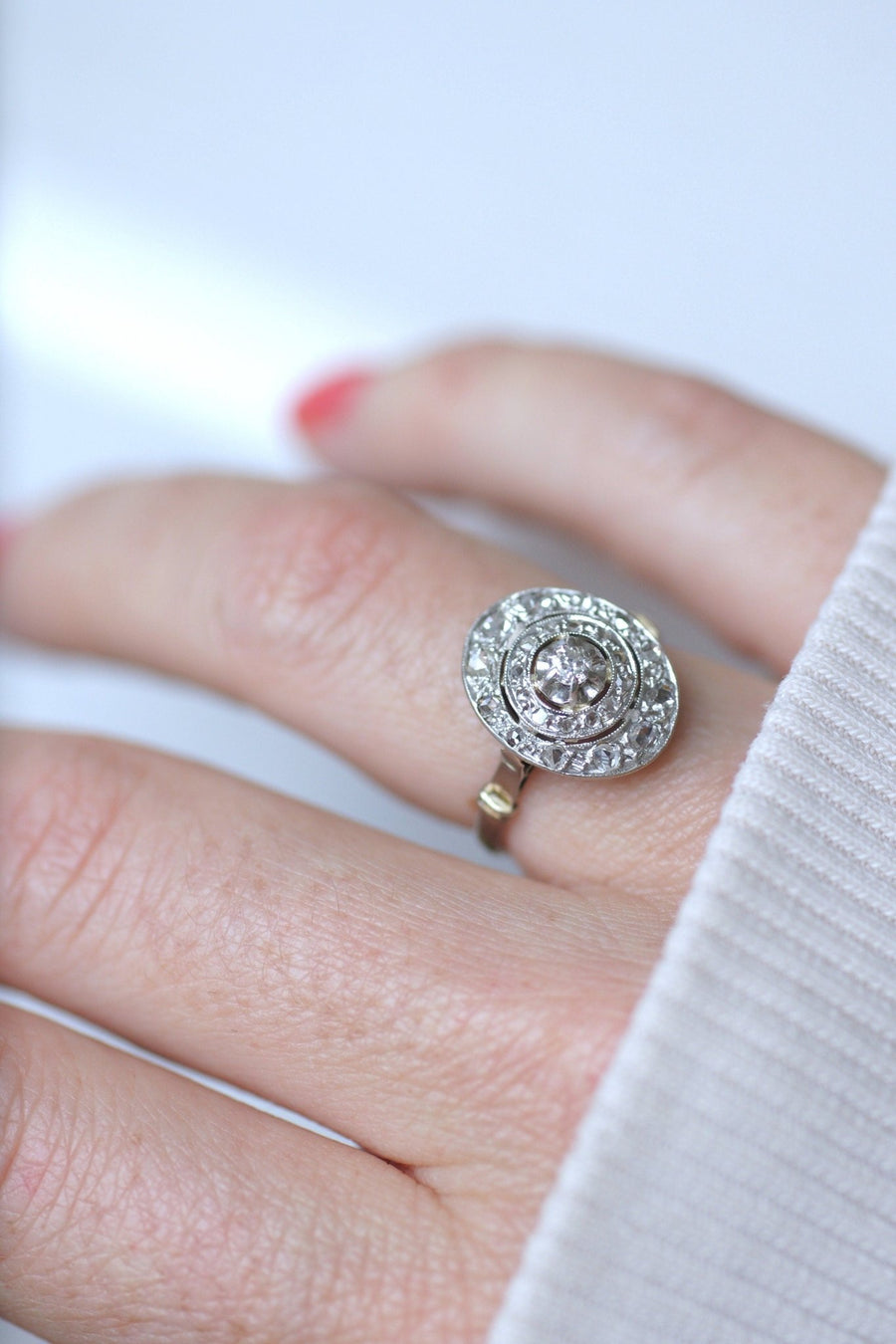 Oval Art Deco Platinum and Diamond Ring - Penelope Gallery