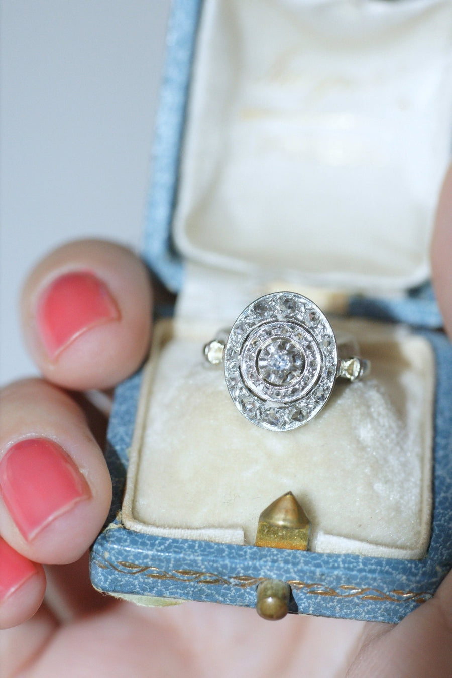 Oval Art Deco Platinum and Diamond Ring - Penelope Gallery