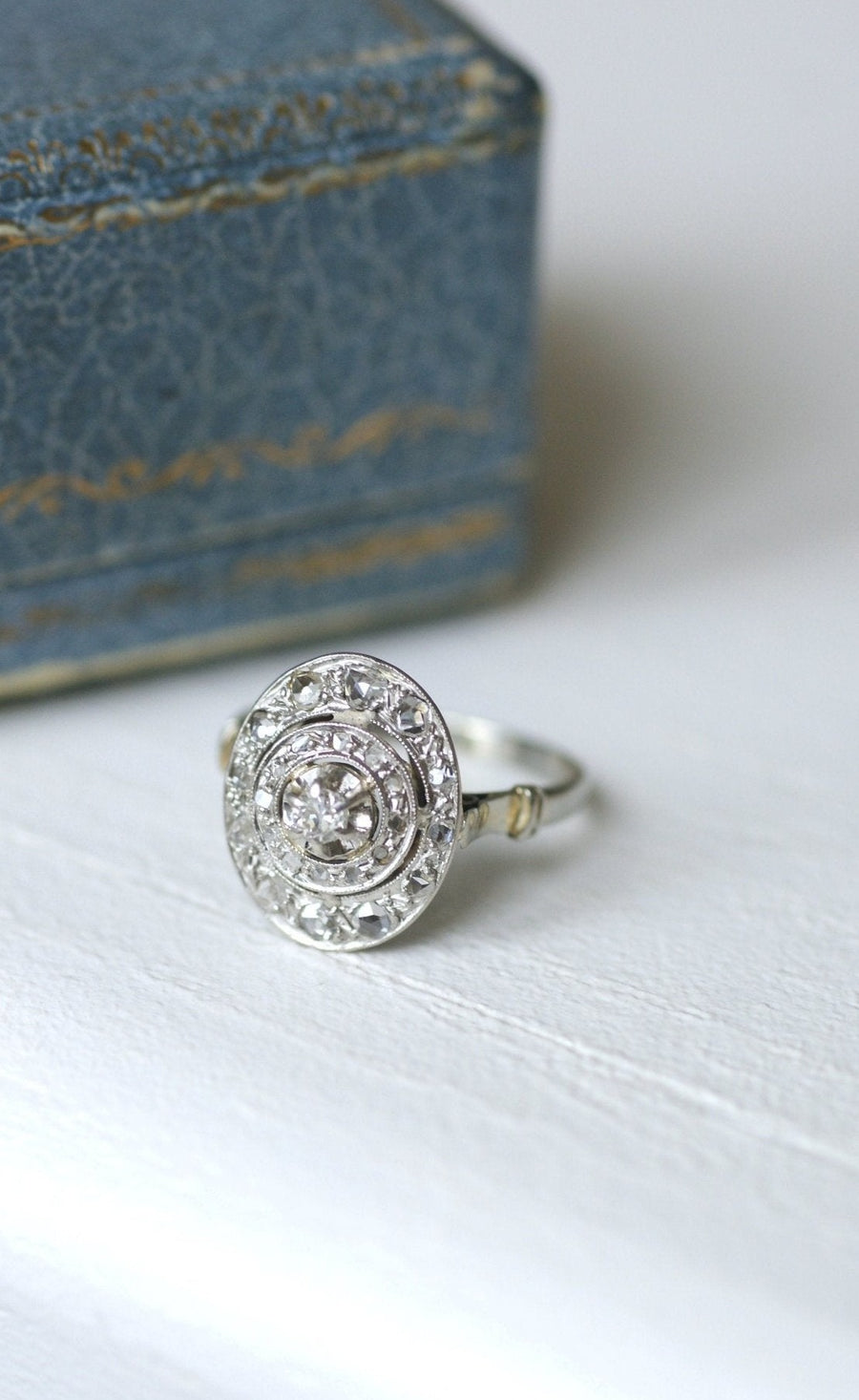 Oval Art Deco Platinum and Diamond Ring - Penelope Gallery