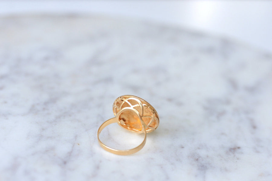 Yellow Gold 10 Franc Marianne Coin Ring - Galerie Pénélope