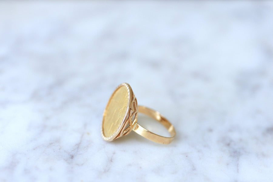Yellow Gold 10 Franc Marianne Coin Ring - Galerie Pénélope