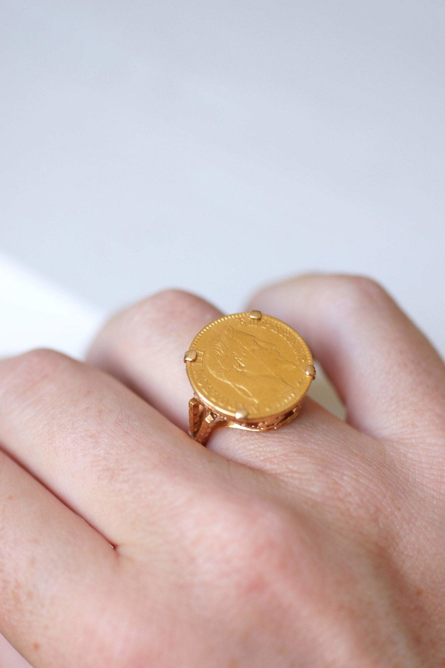 Ring 10 Francs Napoleon coin in yellow gold - Galerie Pénélope