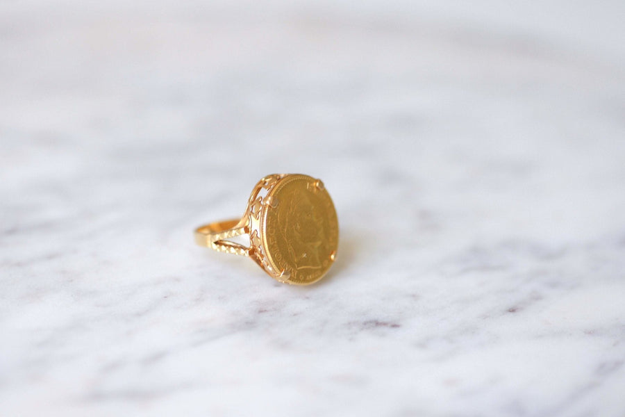 Ring 10 Francs Napoleon coin in yellow gold - Galerie Pénélope
