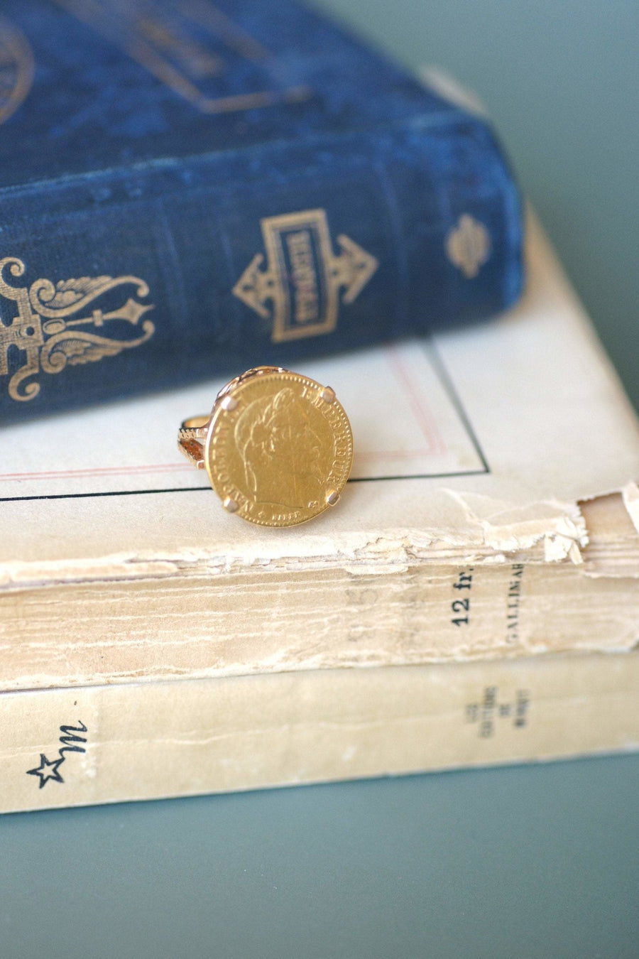 Ring 10 Francs Napoleon coin in yellow gold - Galerie Pénélope