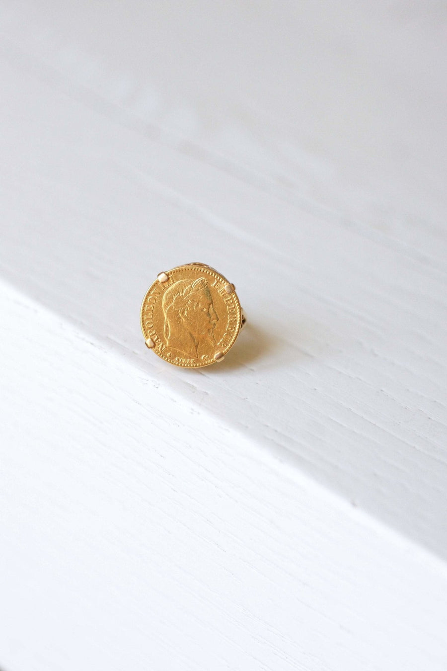 Ring 10 Francs Napoleon coin in yellow gold - Galerie Pénélope