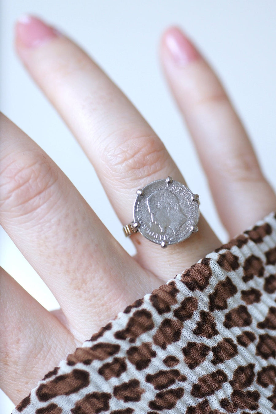 Ring Napoleon coin 20 cent Francs on white gold - Galerie Pénélope