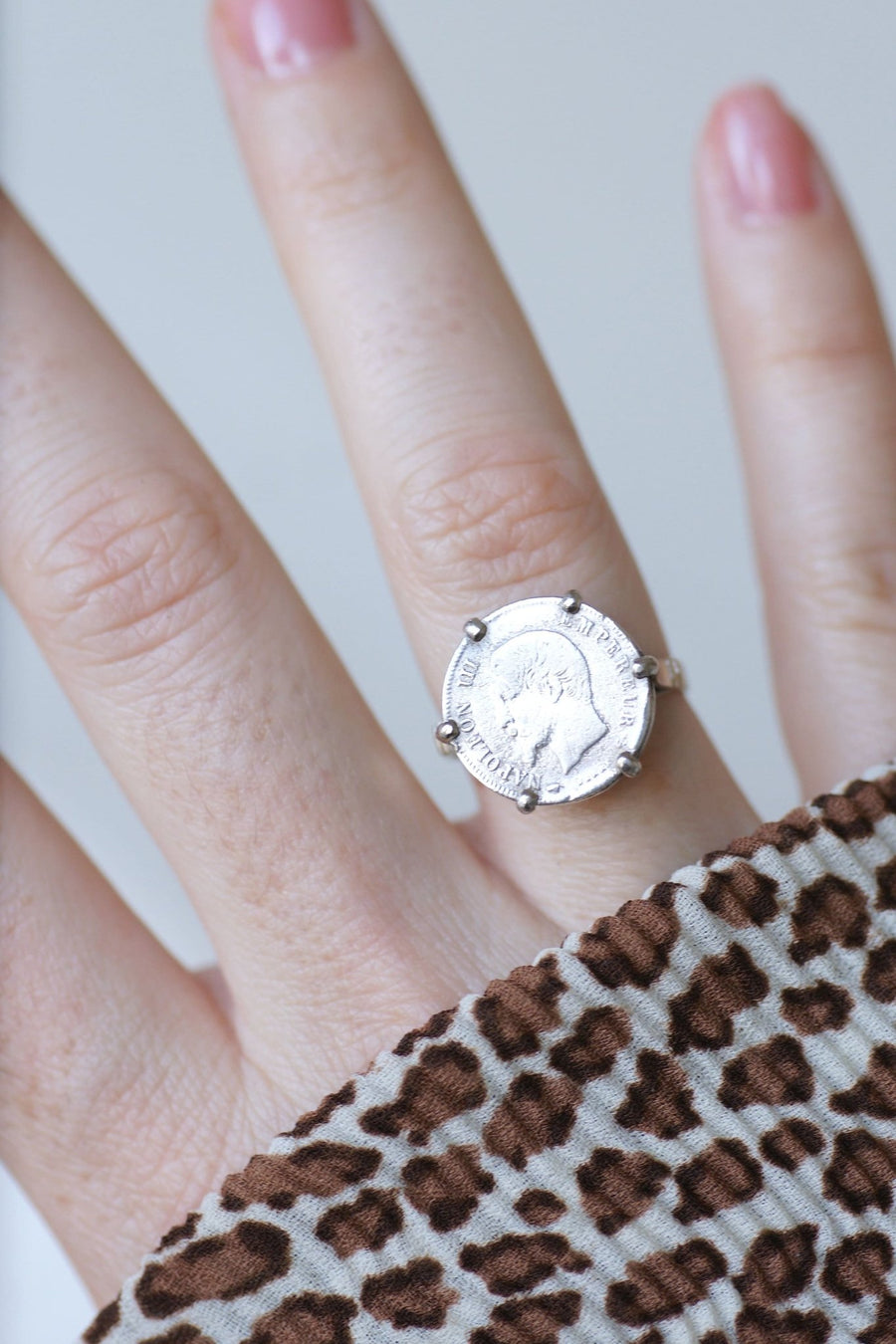 Ring Napoleon coin 20 cent Francs on white gold - Galerie Pénélope