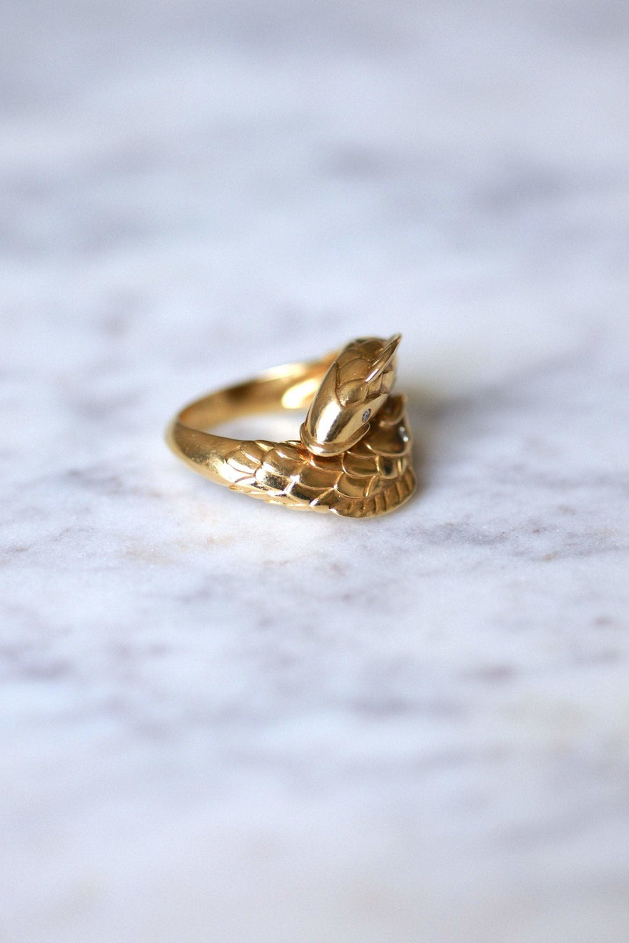 Vintage fish ring Mellerio in yellow gold and diamonds - Galerie Pénélope