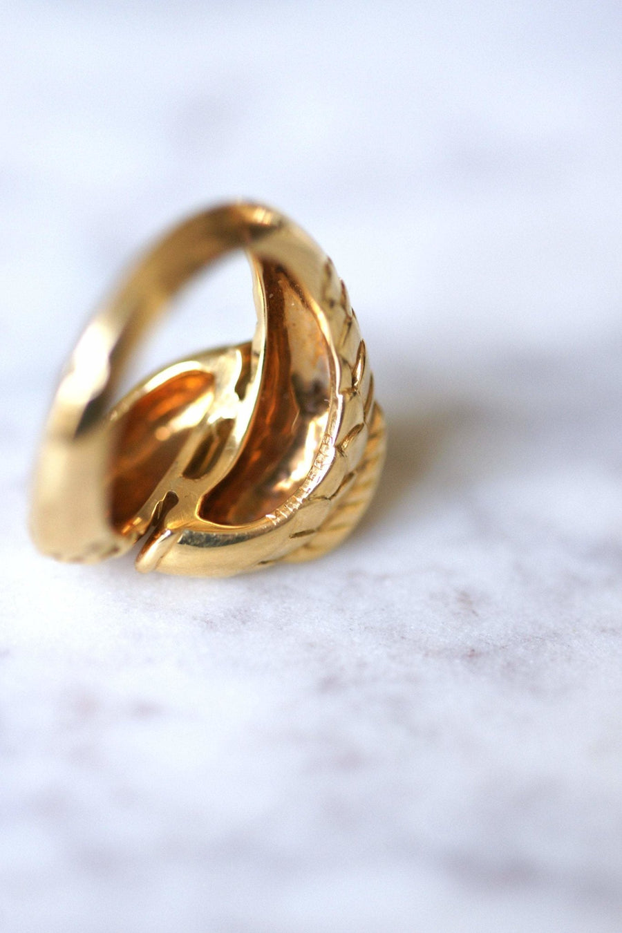 Vintage fish ring Mellerio in yellow gold and diamonds - Galerie Pénélope