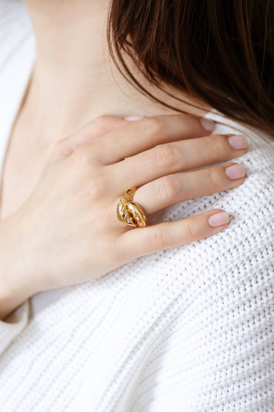 Vintage fish ring Mellerio in yellow gold and diamonds - Galerie Pénélope