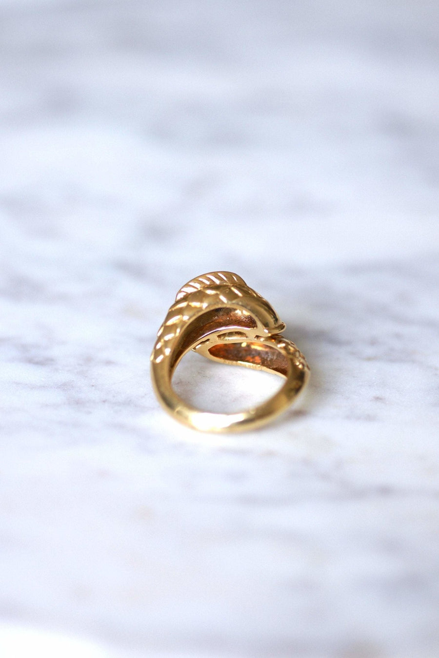 Vintage fish ring Mellerio in yellow gold and diamonds - Galerie Pénélope