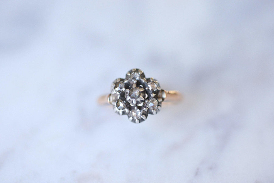 Antique gold and silver provencal ring with diamonds - Galerie Pénélope