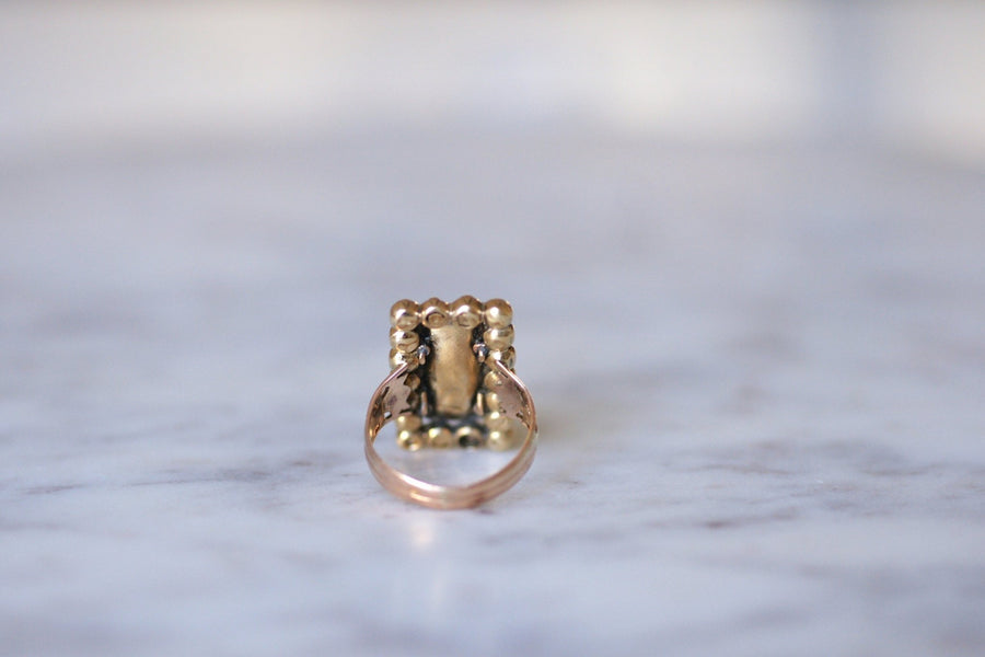 Rectangular rose gold and garnet ring - Penelope Gallery