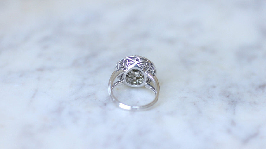 Round white gold and platinum diamond wire ring - Galerie Pénélope