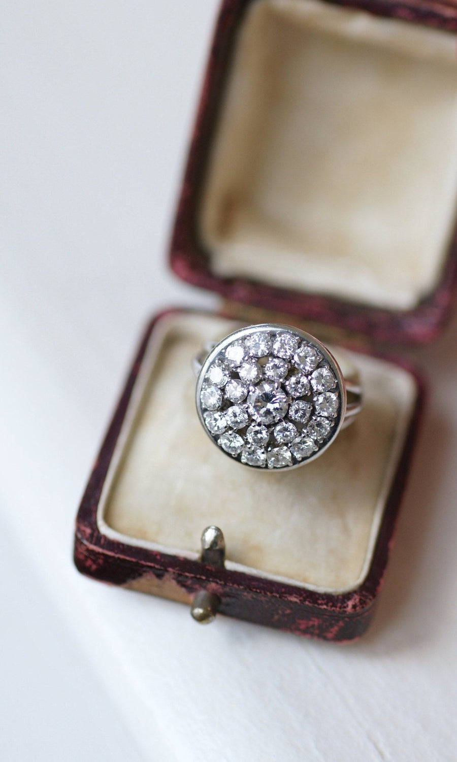 Round white gold and platinum diamond wire ring - Galerie Pénélope