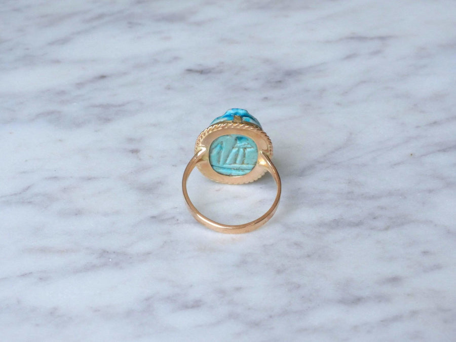 Yellow gold and soapstone Scarab ring - Penelope Gallery