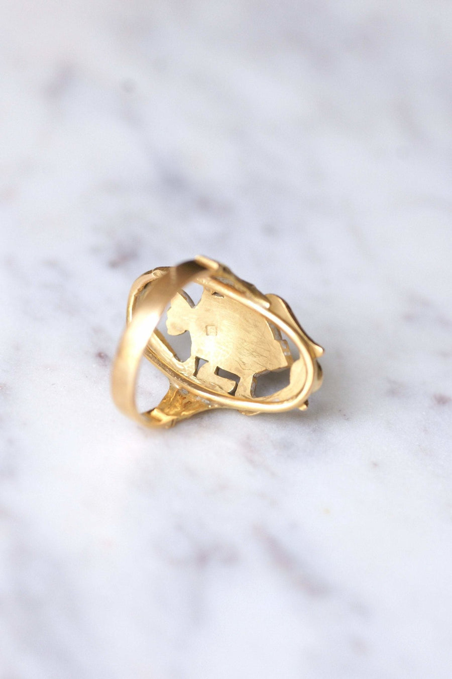 Yellow gold and enamel Scarabée vintage ring - Galerie Pénélope