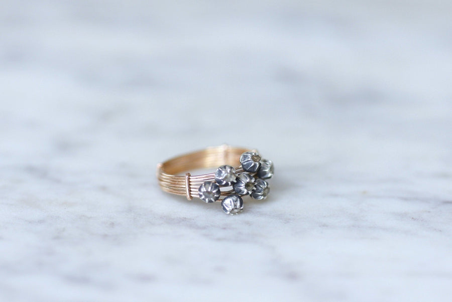 Diamond, rose gold and silver ring - Galerie Pénélope