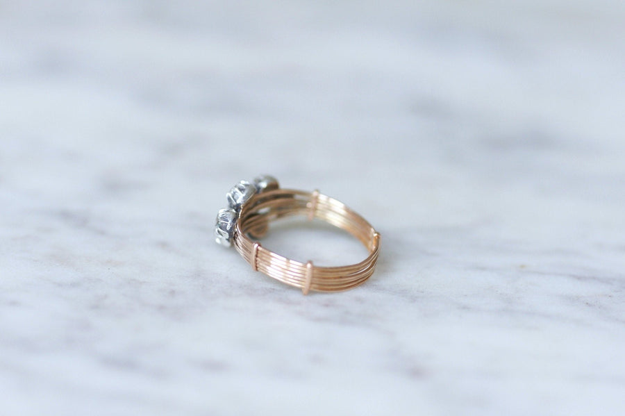 Diamond, rose gold and silver ring - Galerie Pénélope