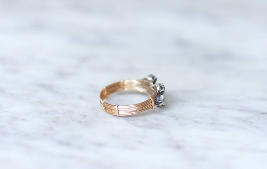 Diamond, rose gold and silver ring - Galerie Pénélope