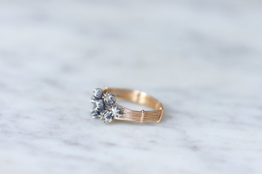 Diamond, rose gold and silver ring - Galerie Pénélope