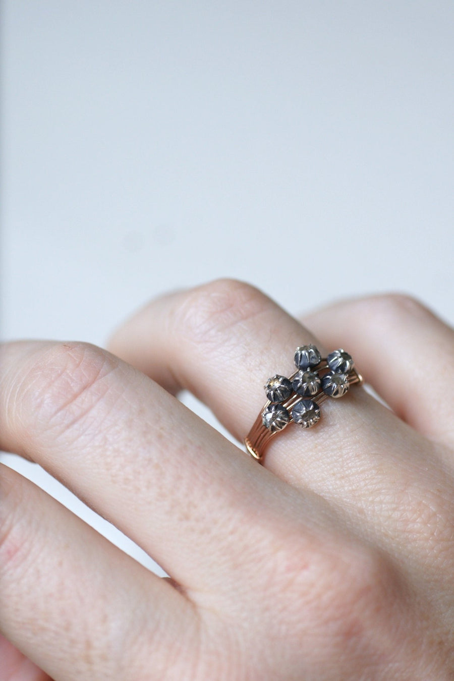 Diamond, rose gold and silver ring - Galerie Pénélope