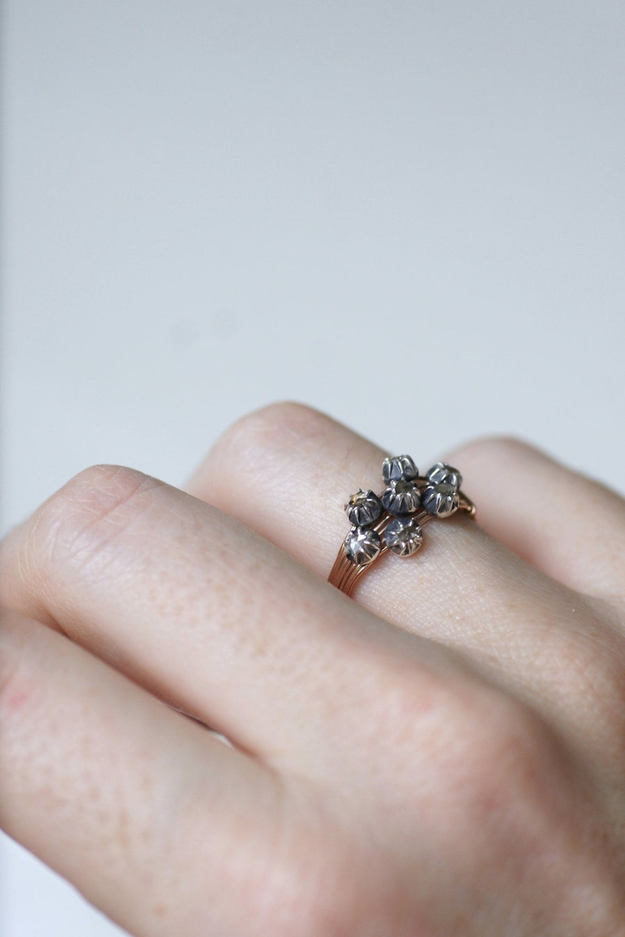 Diamond, rose gold and silver ring - Galerie Pénélope