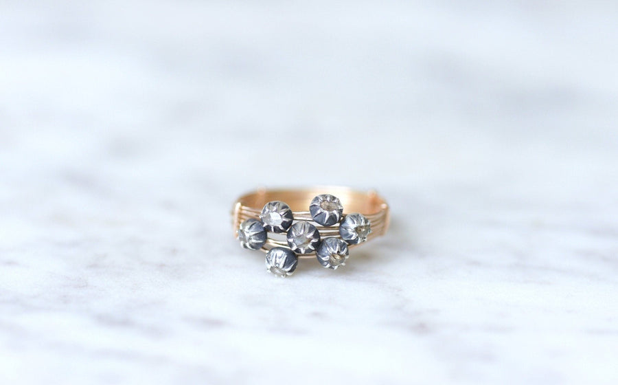 Diamond, rose gold and silver ring - Galerie Pénélope